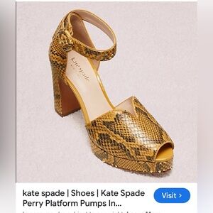 Kate Spade Yellow Snake Print Women's Heels in Marigold size 8